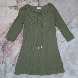 Olive Green Lace Detail Dress